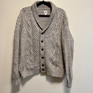 GAP Men's Charcoal Cable Knit Cardigan